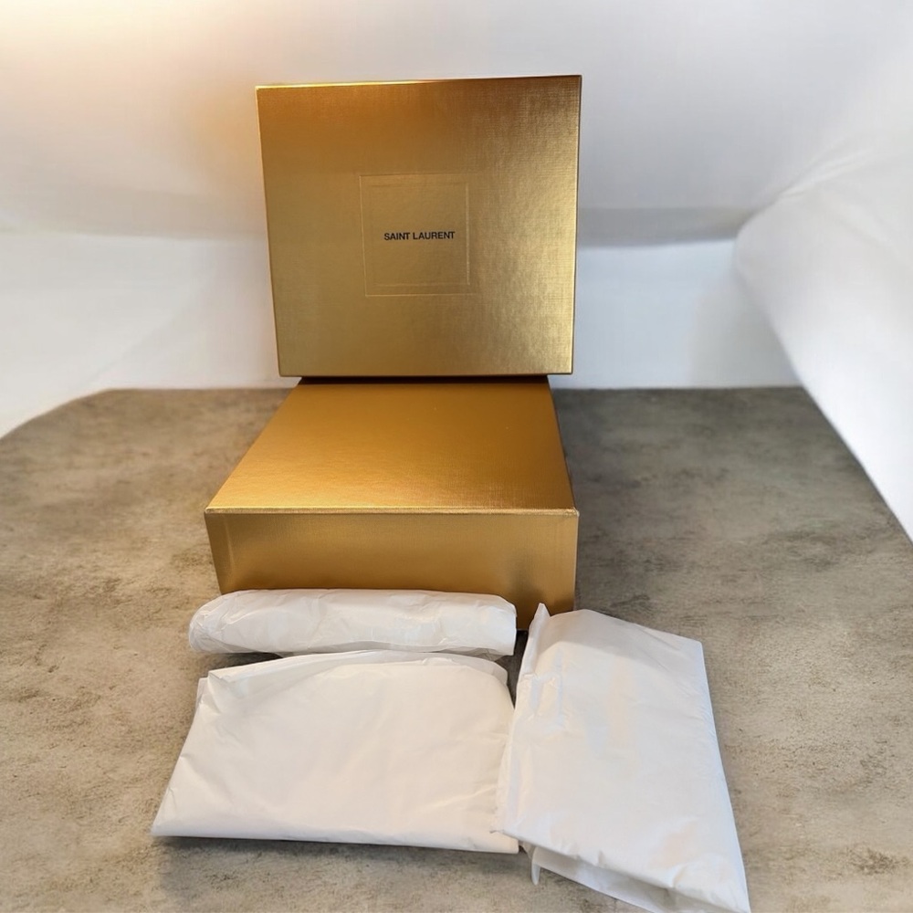 Saint Laurent Gold Gift Box and Tissue Paper LIKE NEW Home Decor Gift Box YSL